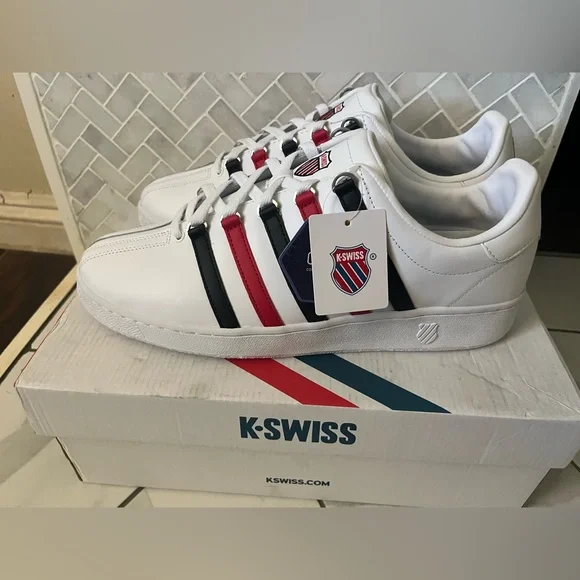 K-Swiss Men's White, Red, and Black Sneakers - Picture 3 of 8